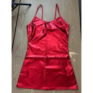 New Faux Leather Look 👀 Dress Dark Red Small/Medium 13.5” Waist
